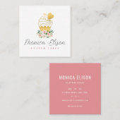 ピンクフローラベーカリーのロゴスクエアビジネスカード スクエア名刺 (正面/裏面)