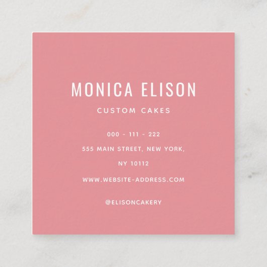 ピンクフローラベーカリーのロゴスクエアビジネスカード スクエア名刺 (裏面)