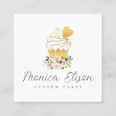 ピンクフローラベーカリーのロゴスクエアビジネスカード スクエア名刺 (正面)