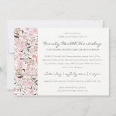 ピンクフローラペイズリーMotifワークショップイベント招待状 サンキューカード (正面)