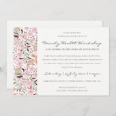 ピンクフローラペイズリーMotifワークショップイベント招待状 サンキューカード (正面/裏面)