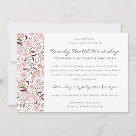 ピンクフローラペイズリーMotifワークショップイベント招待状 サンキューカード