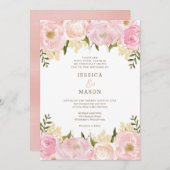 ピンクフローラペニーズ結婚式招待状 招待状 (正面/裏面)