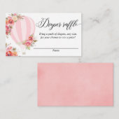 ピンクフローラホットエアバルーンおむつラッフルカード エンクロージャーカード (正面/裏面)