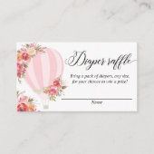 ピンクフローラホットエアバルーンおむつラッフルカード エンクロージャーカード (正面)