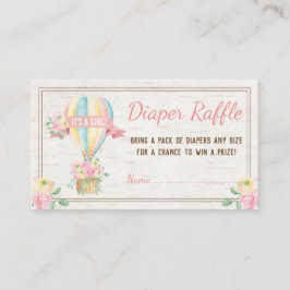 ピンクフローラホットエアバルーンおむつラッフルチケット エンクロージャーカード