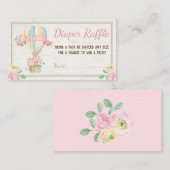 ピンクフローラホットエアバルーンおむつラッフルチケット エンクロージャーカード (正面/裏面)