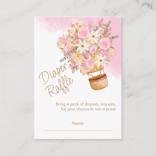 ピンクフローラホットエアバルーンおむつラッフル エンクロージャーカード (正面)