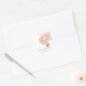 ピンクフローラホットエアバルーンベビーシャワー スクエアシール (封筒)