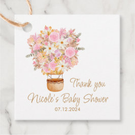 ピンクフローラホットエアバルーンベビーシャワー フェイバータグ