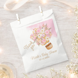 ピンクフローラホットエアバルーンベビーシャワー フェイバーバッグ