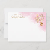 ピンクフローラホットエアバルーン個人文房具 ノートカード (正面)