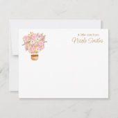 ピンクフローラホットエアバルーン個人文房具 ノートカード (正面)