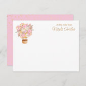 ピンクフローラホットエアバルーン個人文房具 ノートカード (正面/裏面)