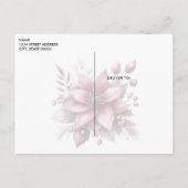 ピンクフローラホリデークリスマスポストカード ポストカード (裏面)