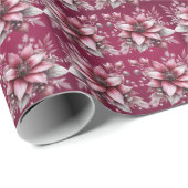 ピンクフローラホリデーラッピング紙 ラッピングペーパー (ロールコーナー)