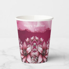 ピンクフローラホリデー紙カップ 紙コップ