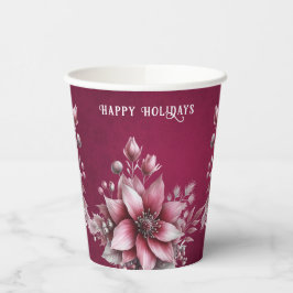 ピンクフローラホリデー紙カップ 紙コップ