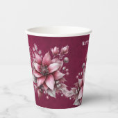 ピンクフローラホリデー紙カップ 紙コップ (正面)