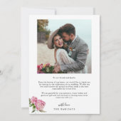 ピンクフローラホワイトアー結婚チ サンキューカード (裏面)