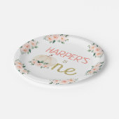 ピンクフローラホワイトカボチャの最初の誕生日パーティー ペーパープレート (アングル)