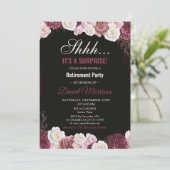 ピンクフローラホワイト金ゴールドサプライズ退職パーティー 招待状 (スタンド正面)