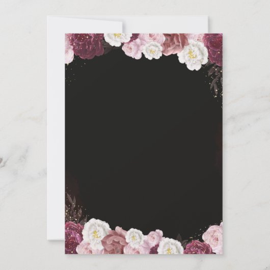 ピンクフローラホワイト金ゴールドサプライズ退職パーティー 招待状 (裏面)