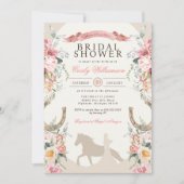 ピンクフローラホースランチウェスタンブライダルシャワー 招待状 (正面)