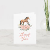 ピンクフローラホース誕生日 サンキューカード (正面)