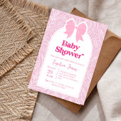 ピンクフローラボウベビーシャワー招待状 招待状