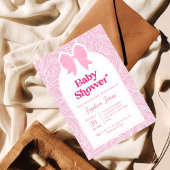 ピンクフローラボウベビーシャワー招待状 招待状