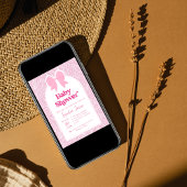 ピンクフローラボウベビーシャワー招待状 招待状