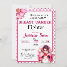 ピンクフローラボクシングがん認識度招待状 招待状