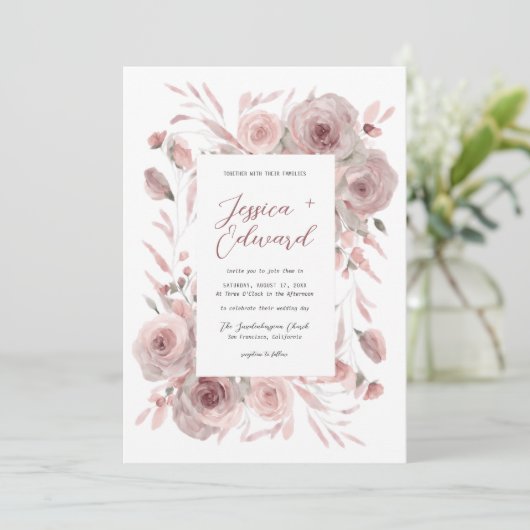 ピンクフローラボタニカルエレガントクラシック 招待状 (スタンド正面)