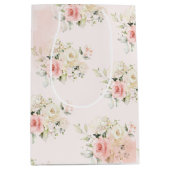 ピンクフローラボタニカル75thバースデーパーティー ミディアムペーパーバッグ (正面)