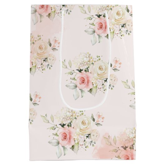 ピンクフローラボタニカル75thバースデーパーティー ミディアムペーパーバッグ (裏面)