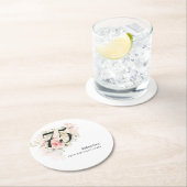 ピンクフローラボタニカル75thバースデーパーティー ラウンドペーパーコースター (インサイチュ)