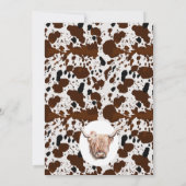 ピンクフローラボホカウハイランドプリント牛誕生日 招待状 (裏面)