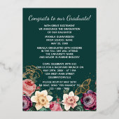 ピンクフローラボホゴールドフォイル卒業発表 箔招待状 (裏面)