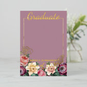 ピンクフローラボホゴールドフォイル卒業発表 箔招待状 (立ち正面)