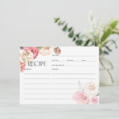 ピンクフローラボホシックブライダルシャワーレシピカード (スタンド正面)