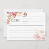 ピンクフローラボホシックブライダルシャワーレシピカード (正面)