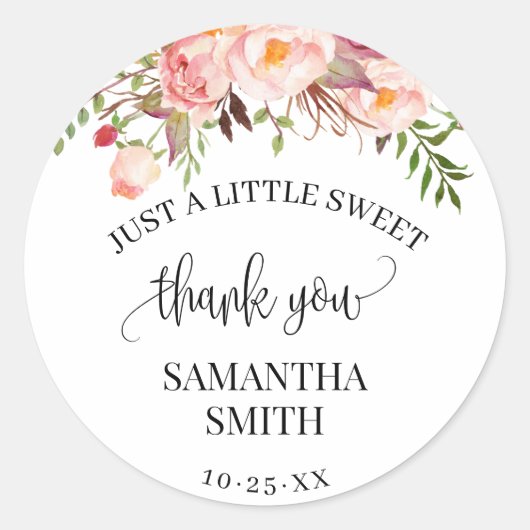 ピンクフローラボホシック赤ちゃんシャワーパーティーのお願い ラウンドシール (正面)