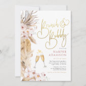 ピンクフローラボホパンパスグラスブランチ&バブリー 招待状 (正面)