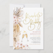 ピンクフローラボホパンパスグラスブランチ&バブリー 招待状 (正面)