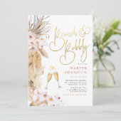 ピンクフローラボホパンパスグラスブランチ&バブリー 招待状 (スタンド正面)