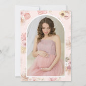 ピンクフローラボホビーチアーバーフォトベビーシャワー 招待状 (裏面)