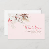 ピンクフローラボホベイビーシャワーありがとう サンキューカード (正面/裏面)
