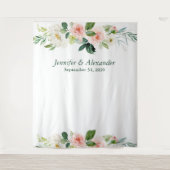 ピンクフローラボホ結婚のフォトブース背景 タペストリー (正面)