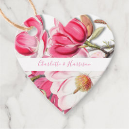 ピンクフローラマグノリアエレガントな結婚式 フェイバータグ